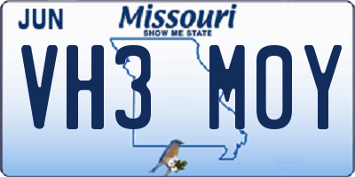 MO license plate VH3M0Y