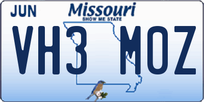 MO license plate VH3M0Z