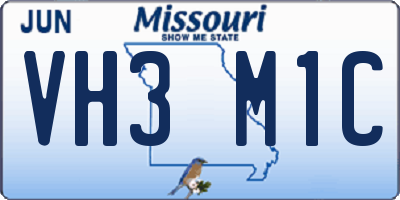 MO license plate VH3M1C
