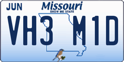 MO license plate VH3M1D