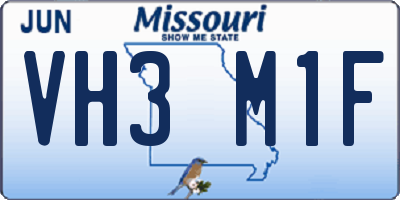 MO license plate VH3M1F