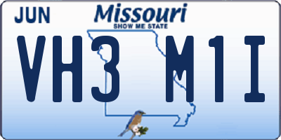 MO license plate VH3M1I