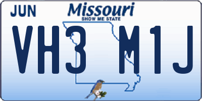 MO license plate VH3M1J