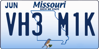 MO license plate VH3M1K