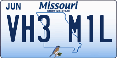 MO license plate VH3M1L