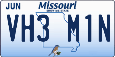 MO license plate VH3M1N