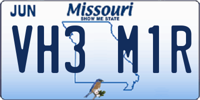 MO license plate VH3M1R