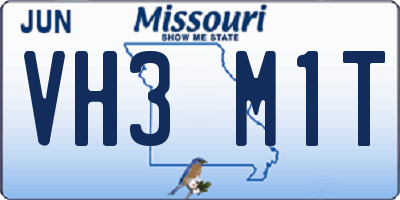 MO license plate VH3M1T