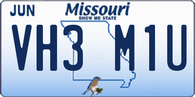 MO license plate VH3M1U