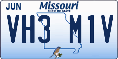 MO license plate VH3M1V