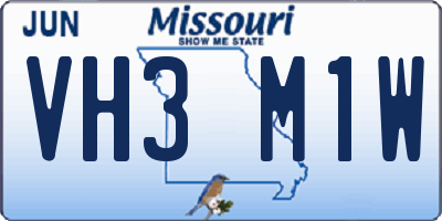 MO license plate VH3M1W