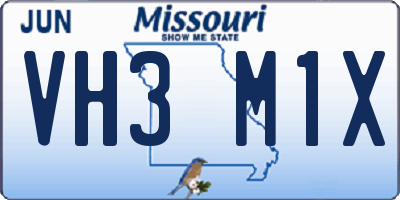 MO license plate VH3M1X