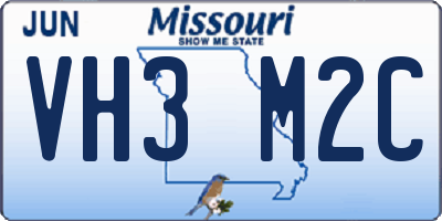 MO license plate VH3M2C