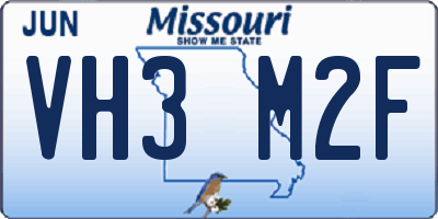 MO license plate VH3M2F