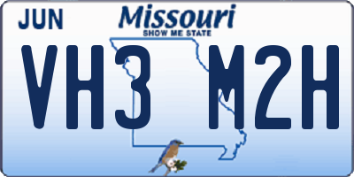 MO license plate VH3M2H