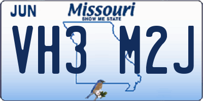 MO license plate VH3M2J