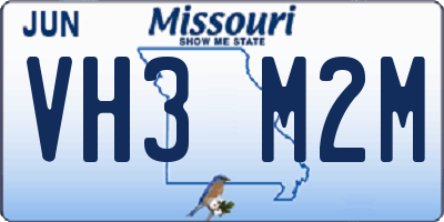 MO license plate VH3M2M