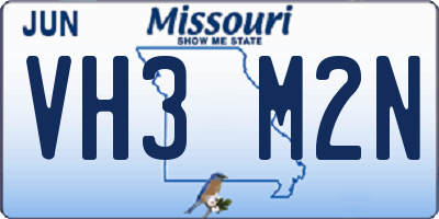 MO license plate VH3M2N