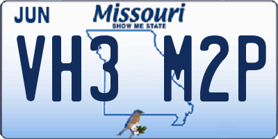MO license plate VH3M2P
