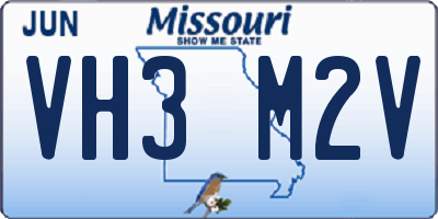 MO license plate VH3M2V