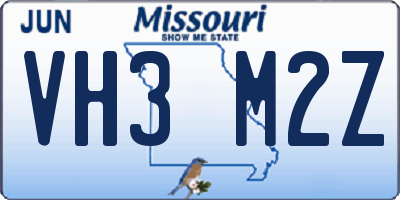 MO license plate VH3M2Z