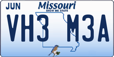 MO license plate VH3M3A