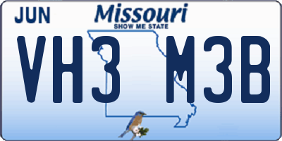 MO license plate VH3M3B