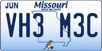 MO license plate VH3M3C