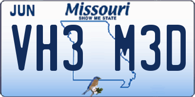 MO license plate VH3M3D
