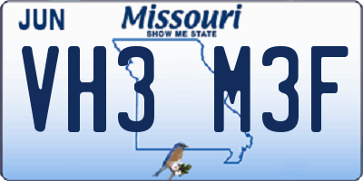 MO license plate VH3M3F
