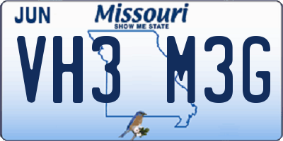 MO license plate VH3M3G