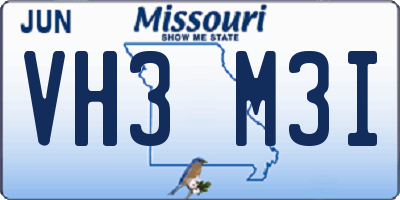 MO license plate VH3M3I