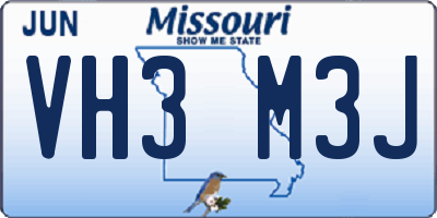 MO license plate VH3M3J