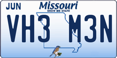 MO license plate VH3M3N