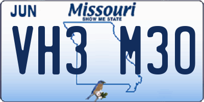 MO license plate VH3M3O