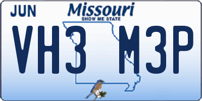 MO license plate VH3M3P