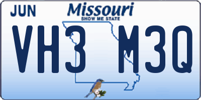 MO license plate VH3M3Q