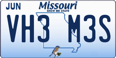 MO license plate VH3M3S