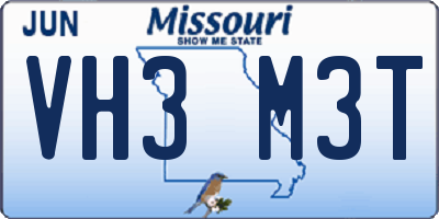 MO license plate VH3M3T