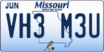 MO license plate VH3M3U