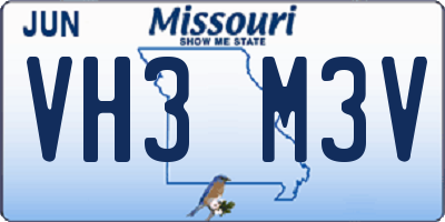 MO license plate VH3M3V