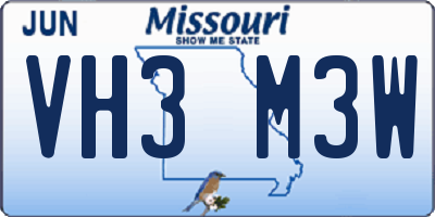 MO license plate VH3M3W