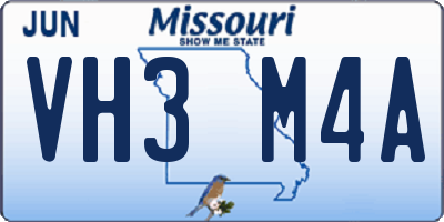 MO license plate VH3M4A