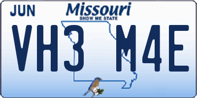 MO license plate VH3M4E