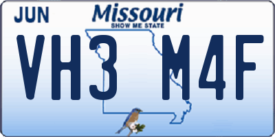 MO license plate VH3M4F
