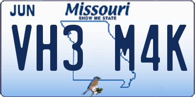 MO license plate VH3M4K