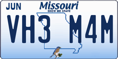MO license plate VH3M4M