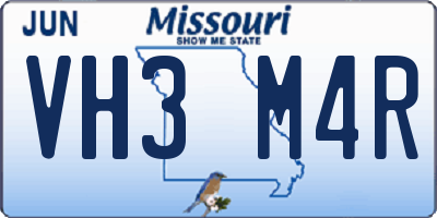 MO license plate VH3M4R