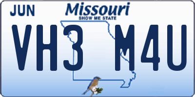 MO license plate VH3M4U