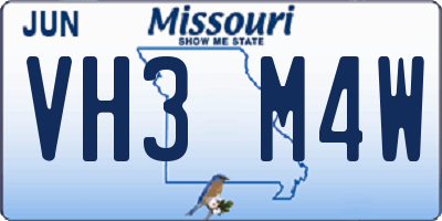 MO license plate VH3M4W